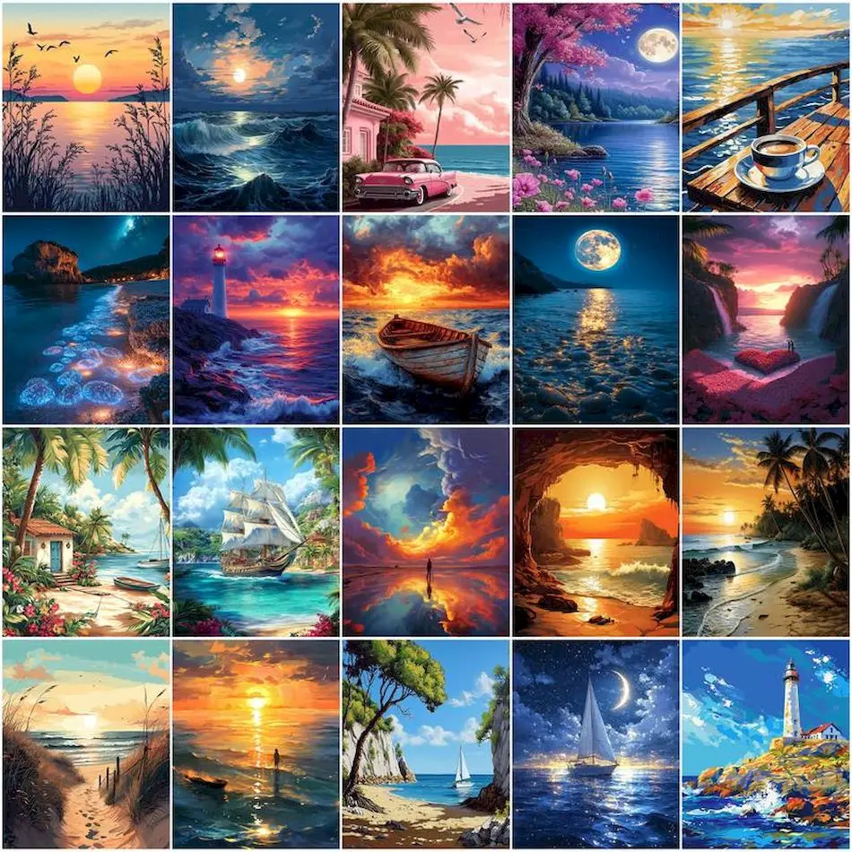 Photography Design - لوحات رسم بالأرقام، مناظر بحرية، لوحات
